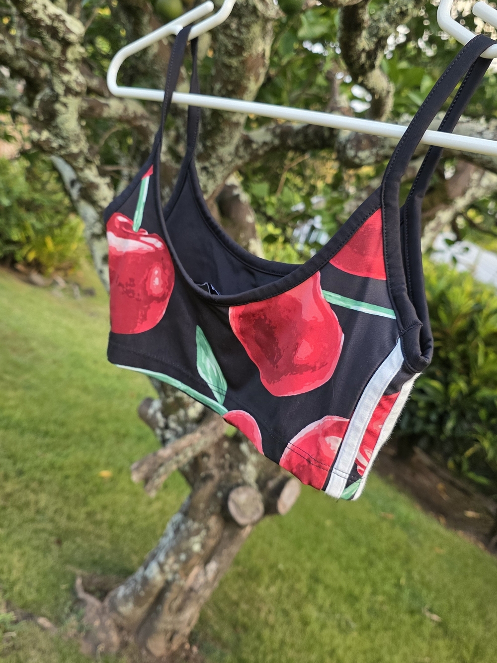 Adidas Cherry Print Crop Top - Black & Red - Picture 7 of 9